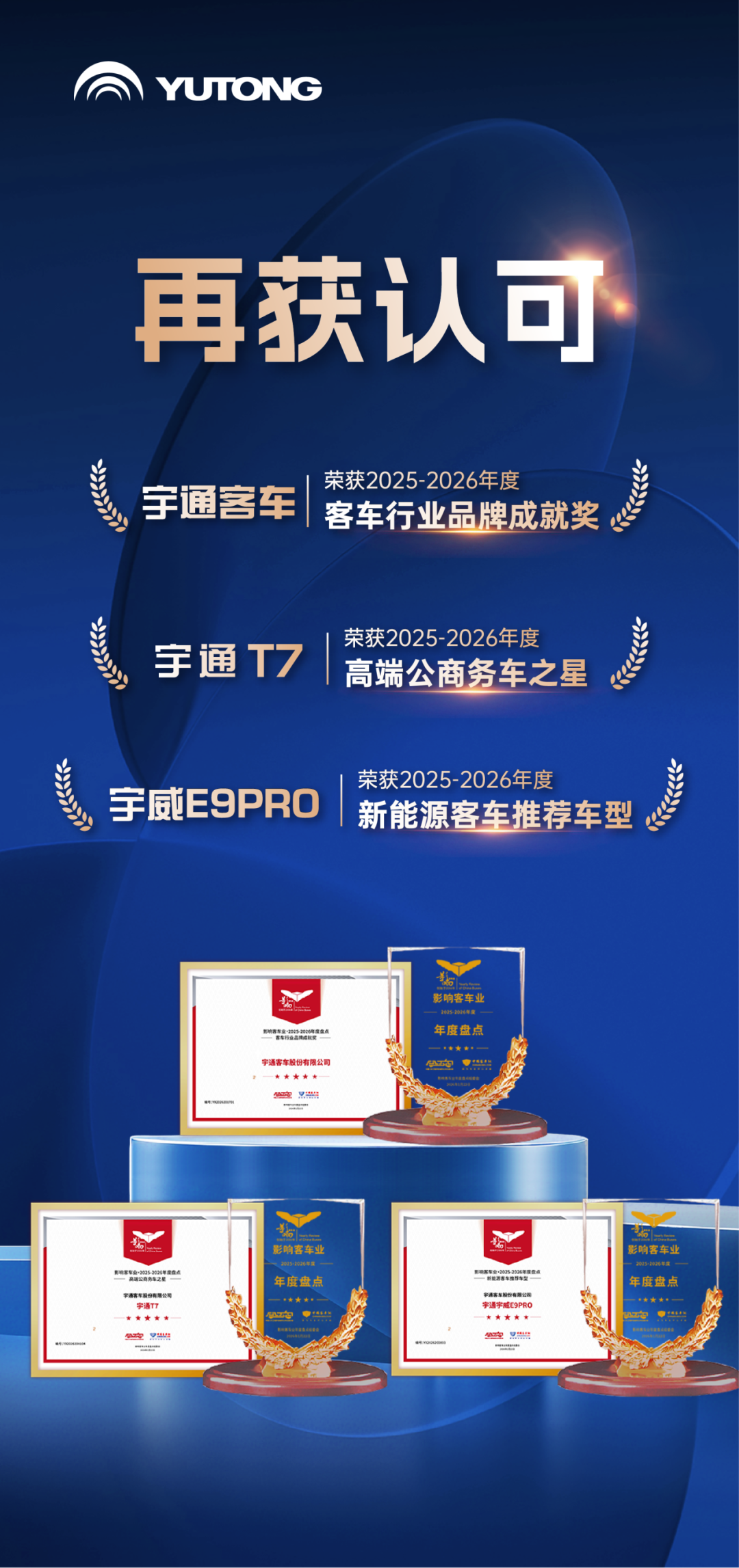 榮譽+3！宇通客車榮膺第二十屆影響客車業(yè)年度獎項